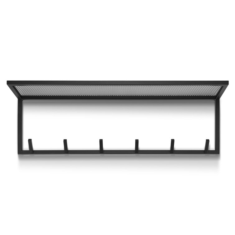 Ebern Designs Lenika 3 Hook Wall Mounted Coat Rack with Storage in